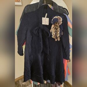 Celeste Midnight Blue Top With Flower Pin New!